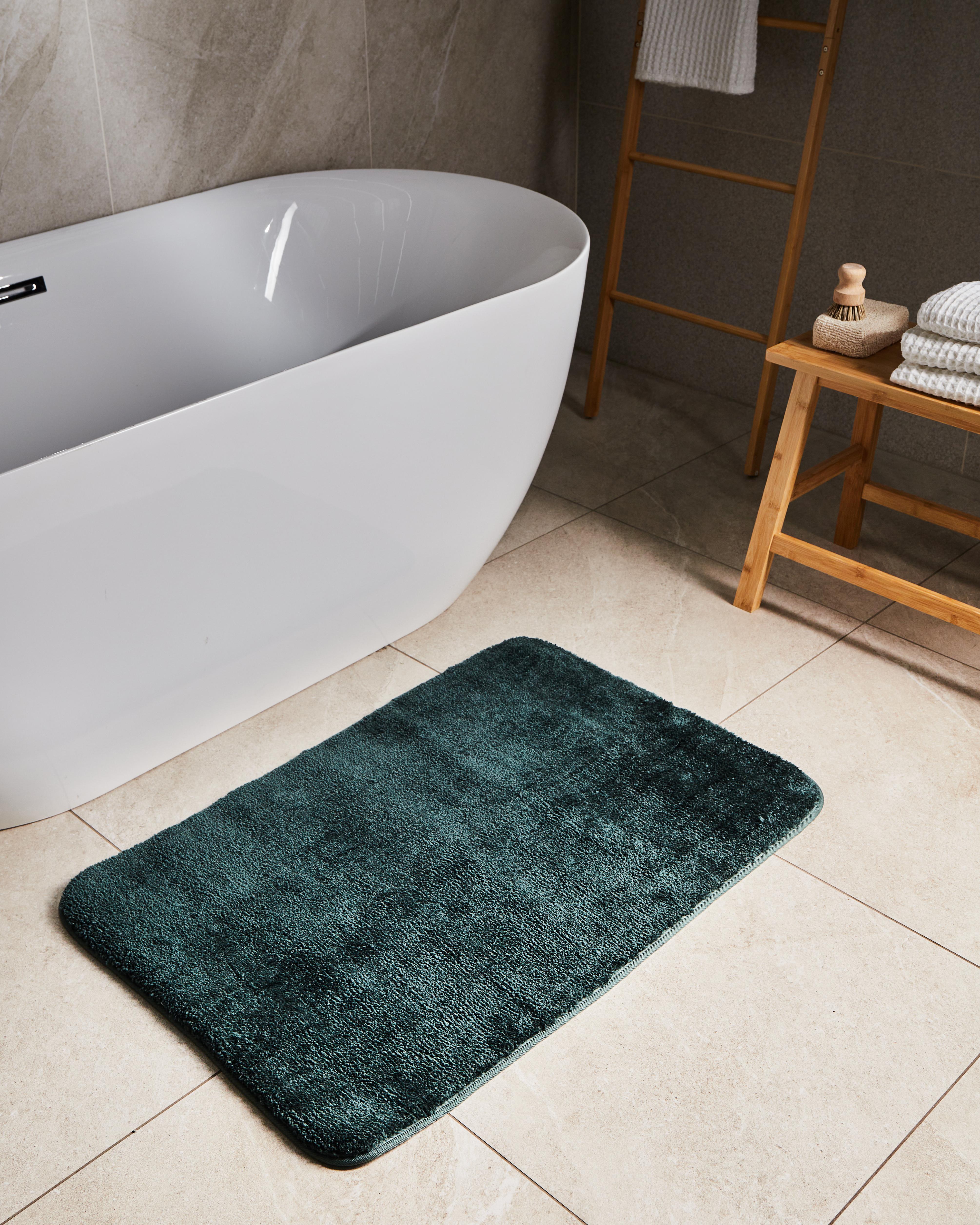 Bath Mat URLANA Dark Green 60 x 90 cm Microfibre