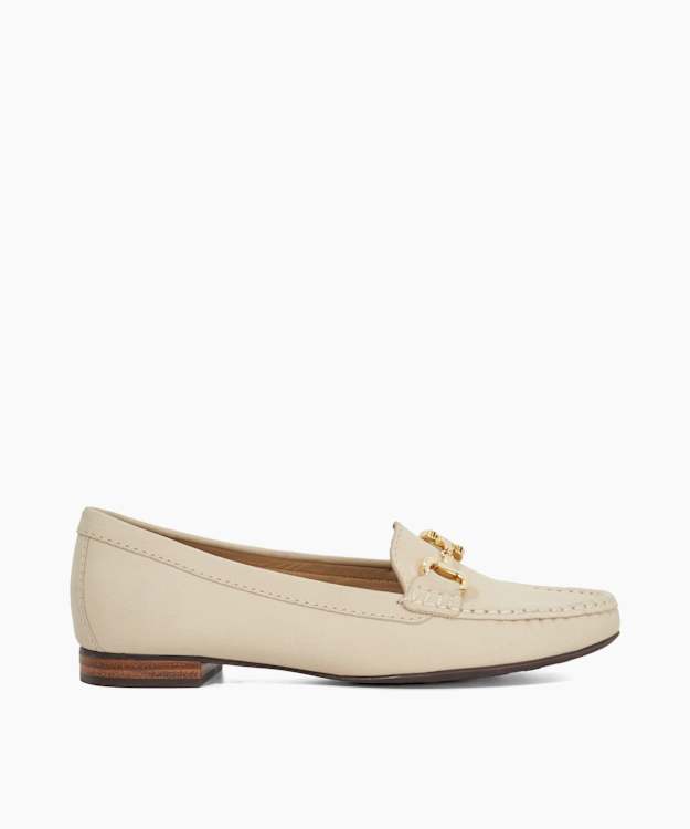 Glenniee Ecru - Suede Snaffle Trim Loafers