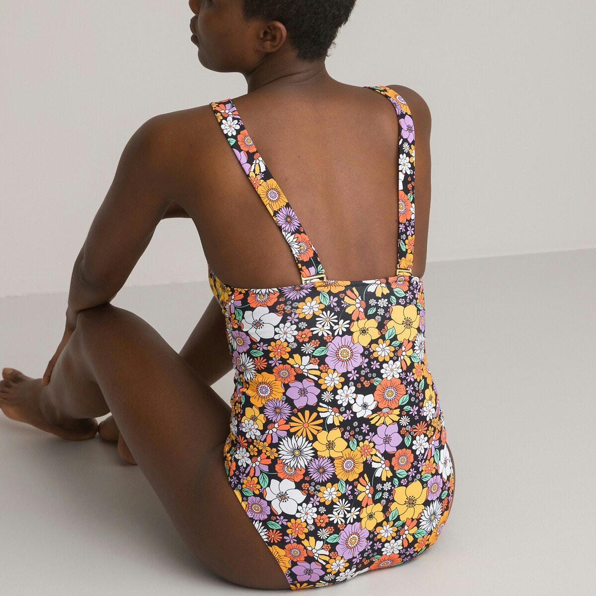 Maillot de bain 1 pièce triangle, imprimé fleurs