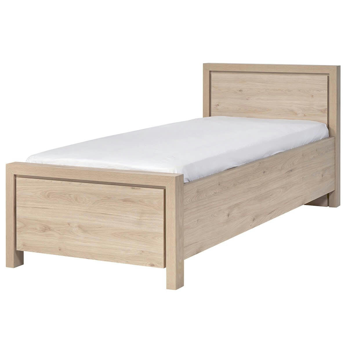 LETTY - Lit  90x190cm avec tête de aspect bois clair