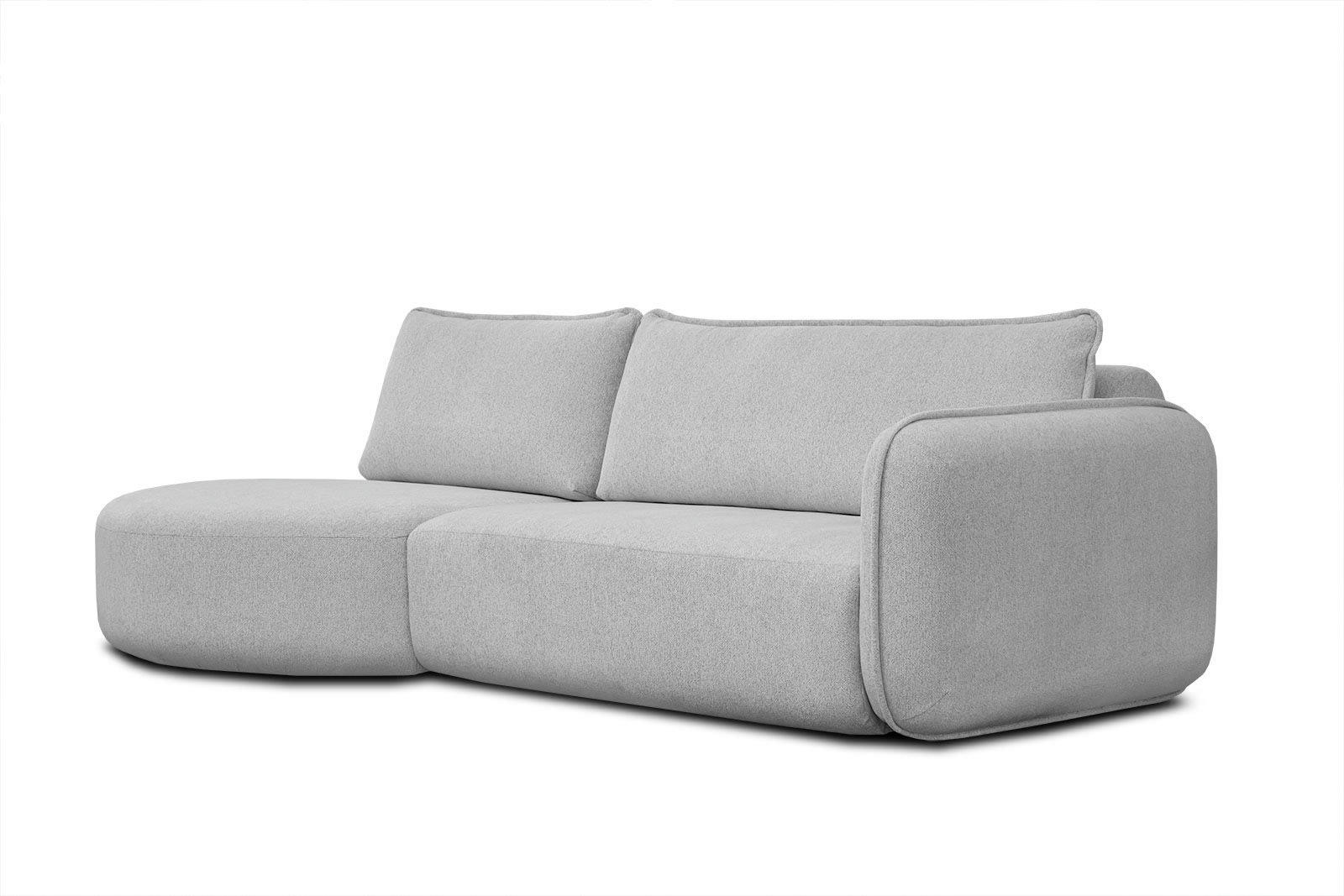 IPSUM - Canapé d'angle gauche 3 places avec l'île tissu gris cair