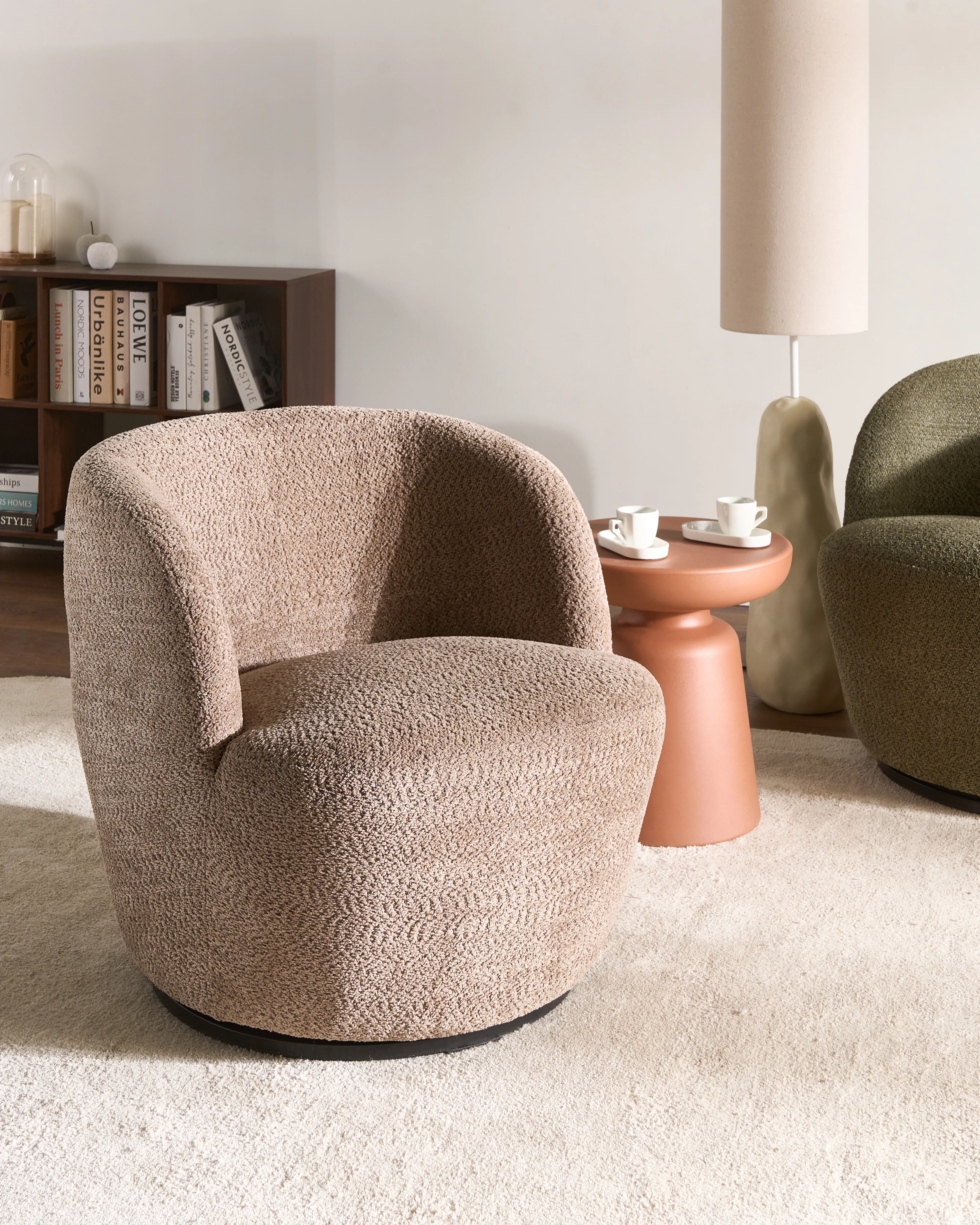 Swivel Armchair KUOLPA Chenille Taupe