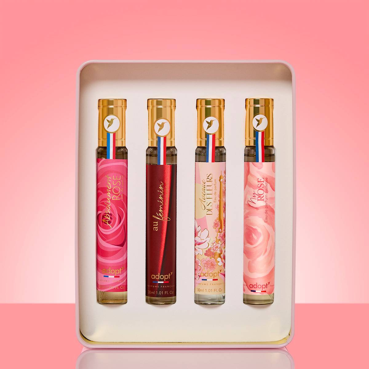 MerciCoffret métal 4 x eaux de parfum 30 ml Absolument rose   Au féminin   Avenue des fleurs   My rose