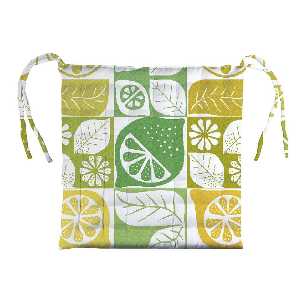 MILLE CITRUS FRESH - Galette de chaise enduit imperméable pur coton jaune 38X38