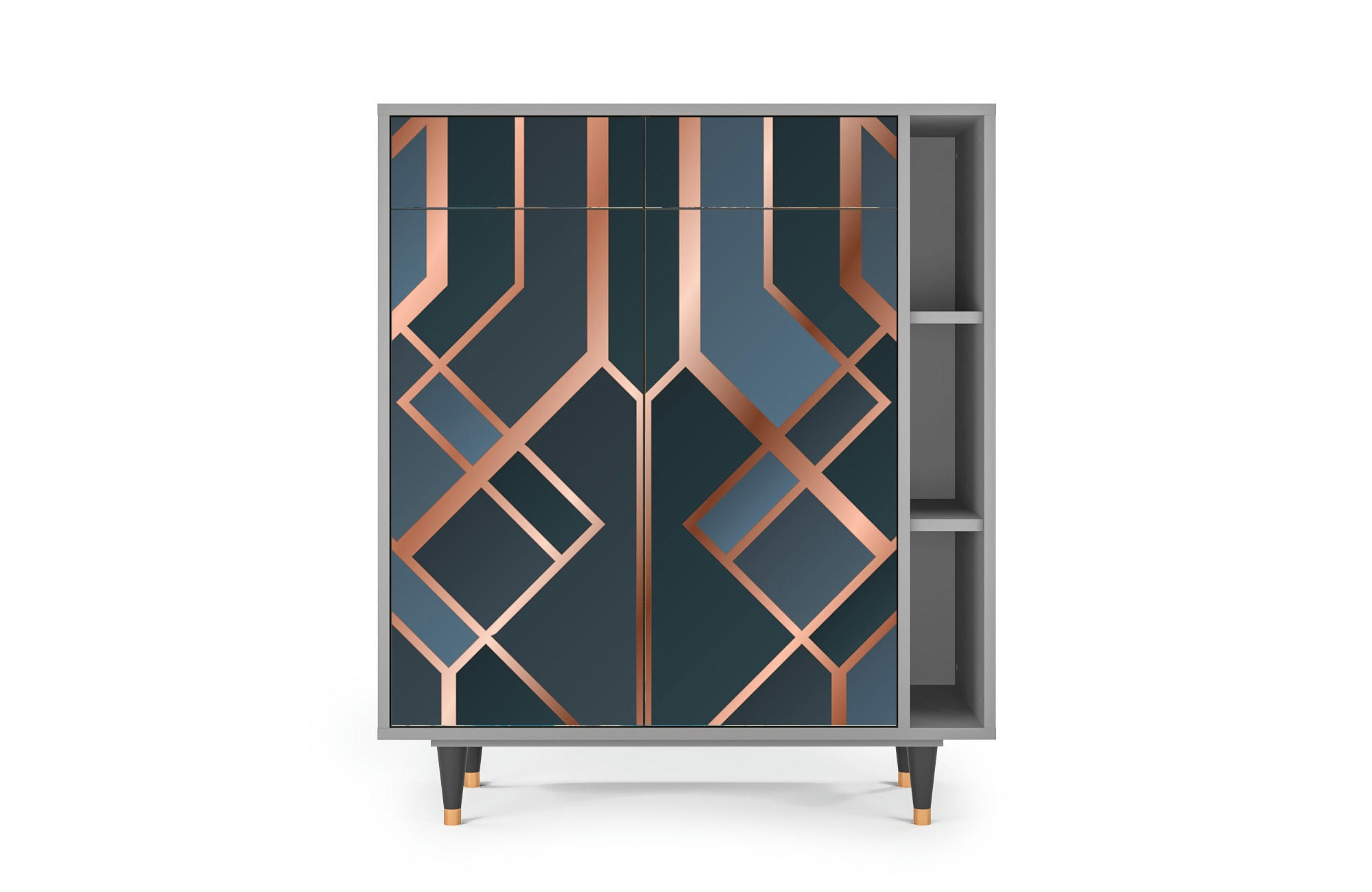 ASHY 1920' - Buffet  bleu-vert 2 tiroirs et 2 portes L 94 cm