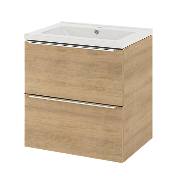 Meuble sous vasque suspendu blanc l.60 cm Imandra   plan vasque blanc, GoodHome