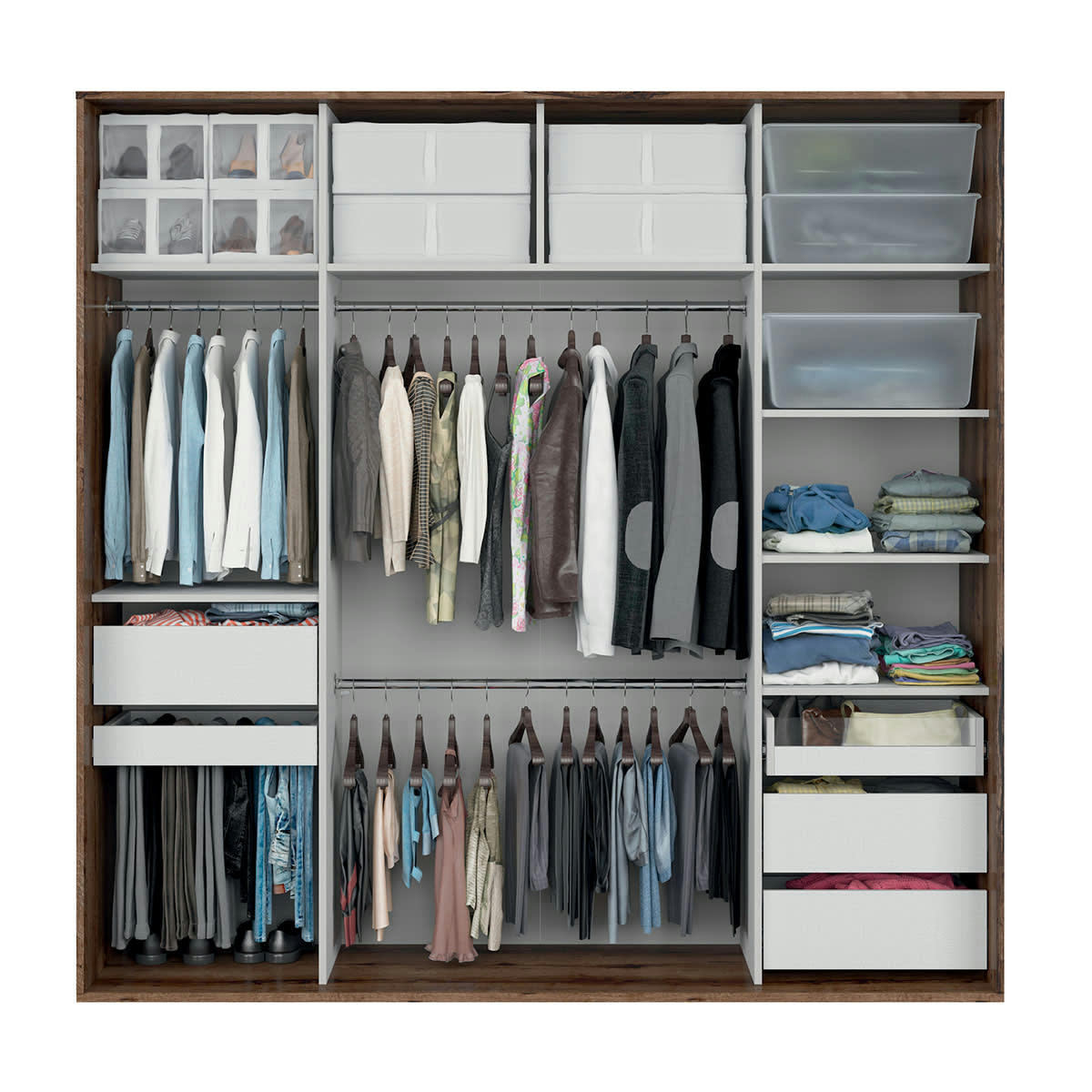 - Armoire 2 portes L220 x H218 cm stratifiés naturel et noir