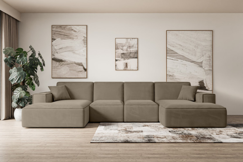Narożnik uniwersalny bez funkcji spania SIERRA-U 349x169x80 cm Brązowy