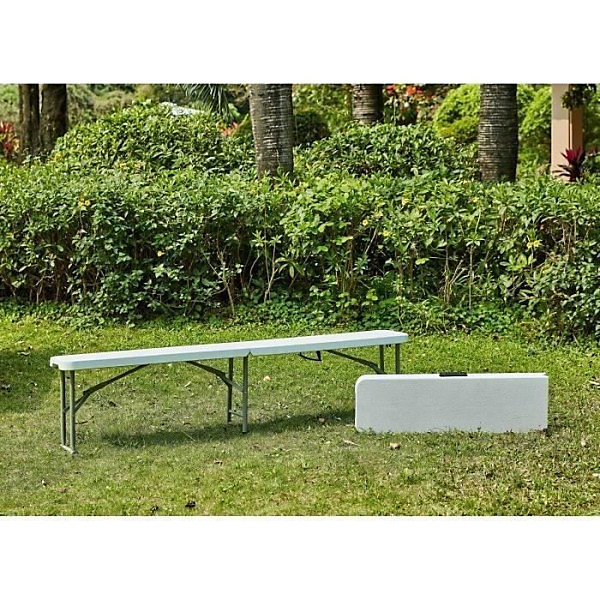 Banc pliable pour table de réception 180 cm - Structure acier et assise Polyéthylene PEHD - Blanc