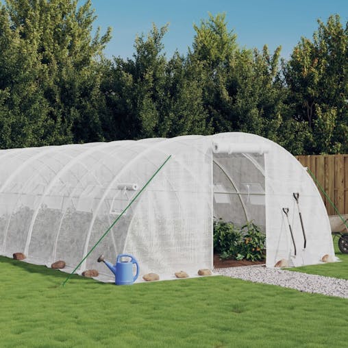 NNEVL Greenhouse with Steel Frame White 56 m&sup2; 14x4x2 m