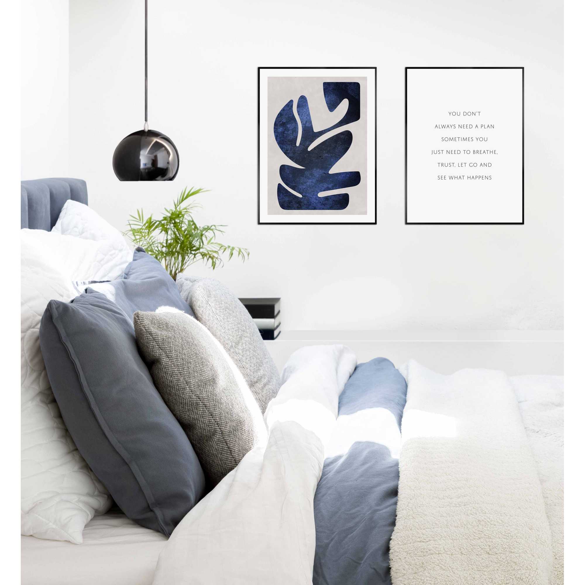 Reinders - Blue Organic - Schilderijen set 2x 40x30cm Zwart