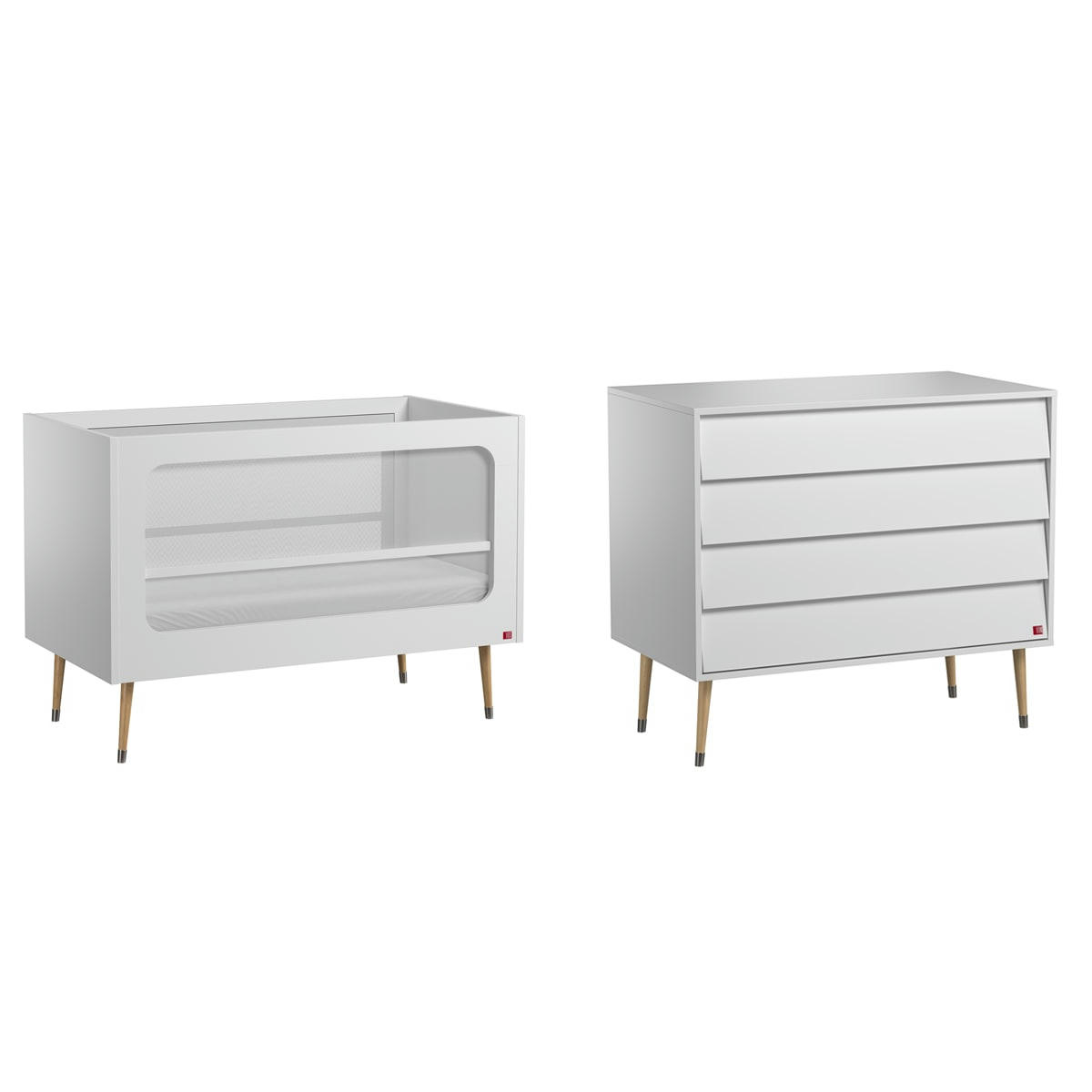 DUO - BOSQUE - Lit bébé 60x120 commode à langer blanc