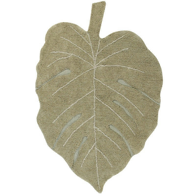 MONSTERA - Tapis coton lavable monstera olive 120x180cm