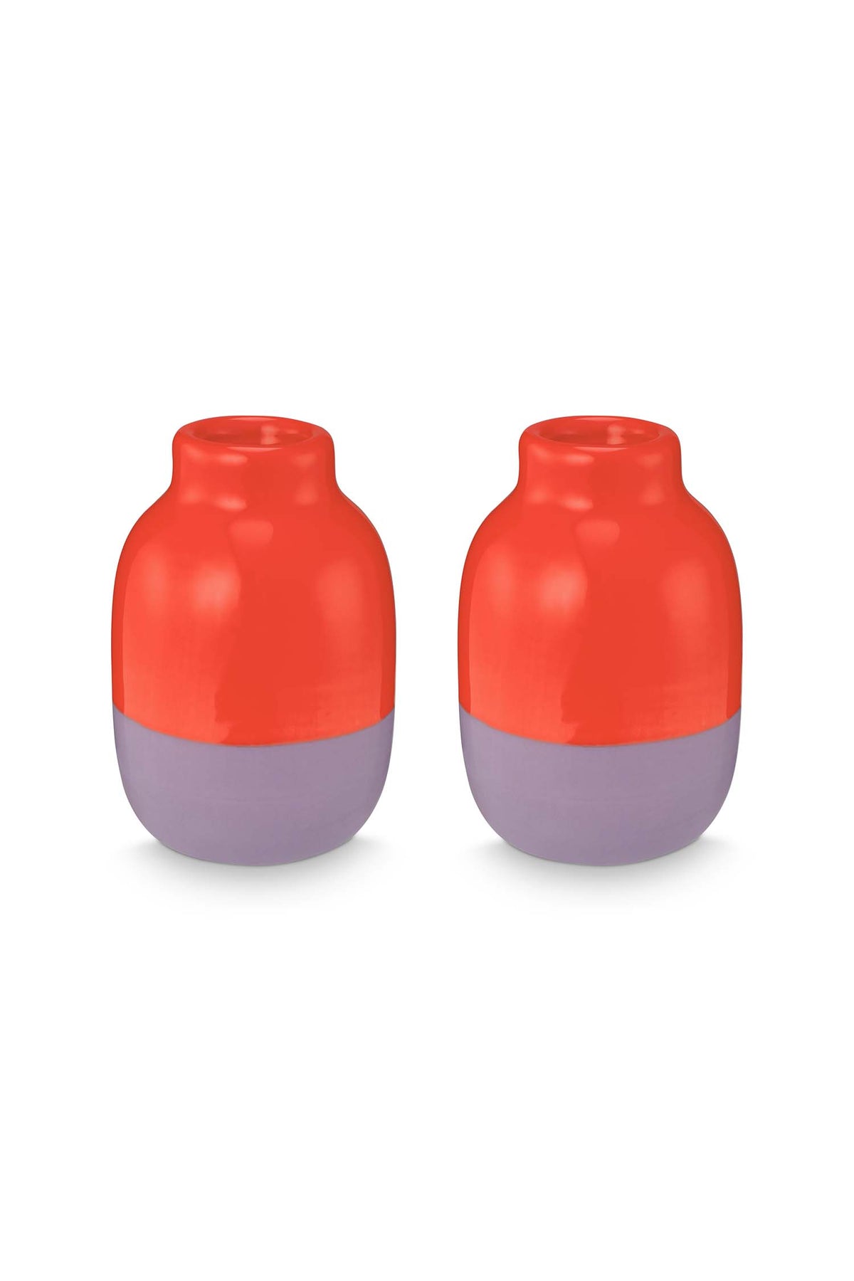 vtwonen Vaas - Keramiek - Rood - Set van 2 - 7cm