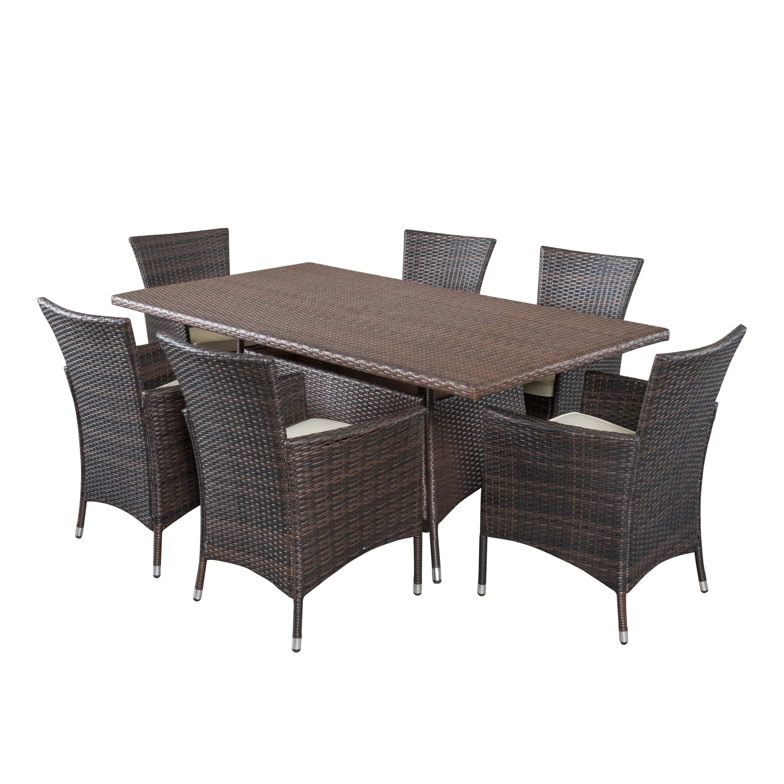 Jennifer Outdoor 7-piece Wicker Dining Set with Cushions by Christopher Knight Home