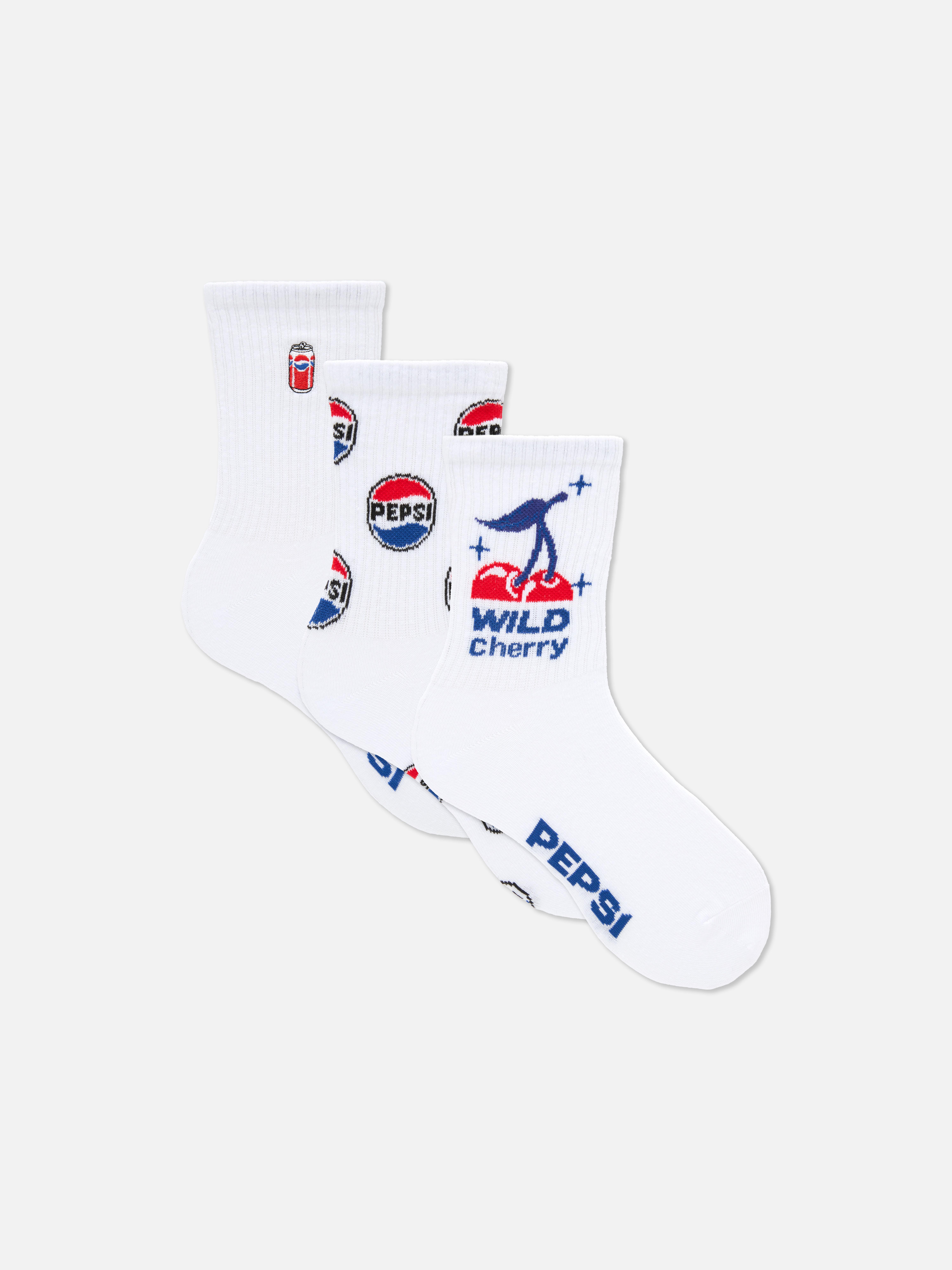 3pk Pepsi Cotton Rich Logo Crew Socks