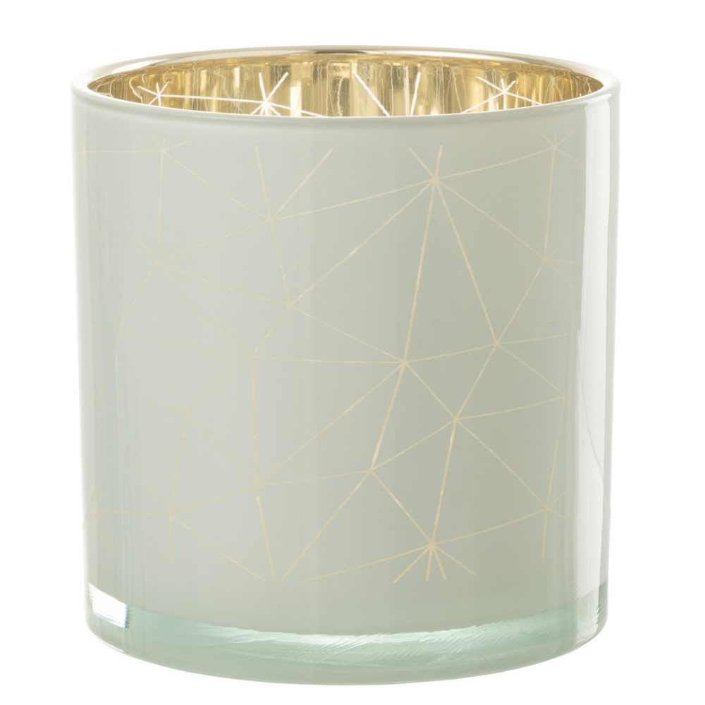 J-Line windlicht Milano - glas - wit/goud - large