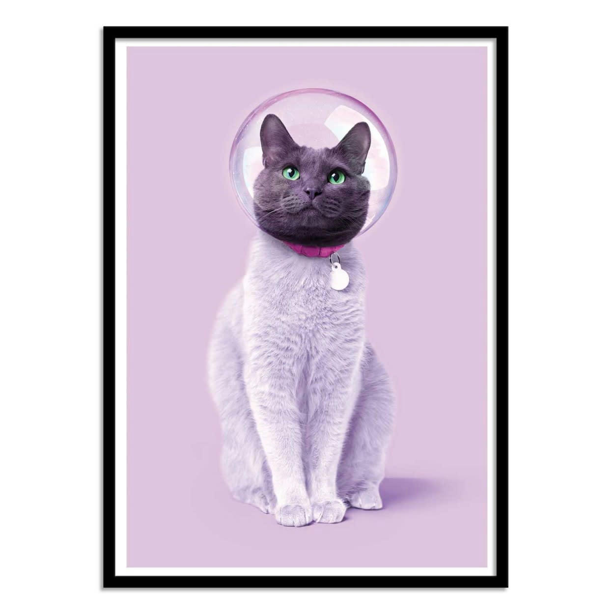PAUL FUENTES - SPACE CAT - Affiche d'art 30 x 40 cm