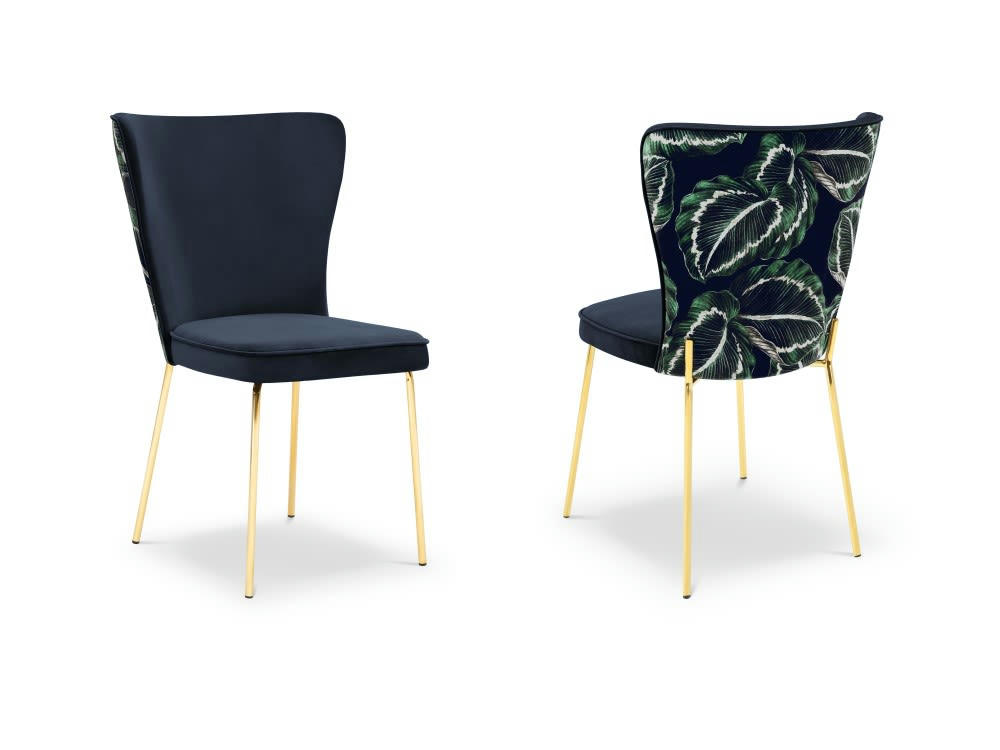 SILENE - Ensemble de 2 chaises 1 place en velours bleu foncé