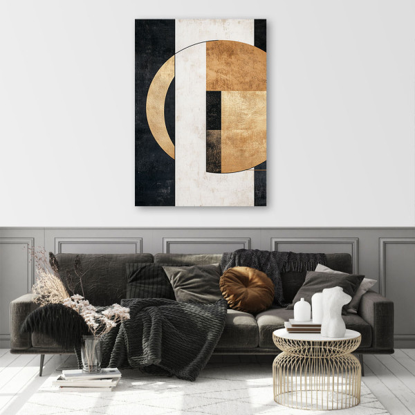 Feeby Obraz na płótnie, Abstrakcja Geometryczna Czarno Zlota 40x60
