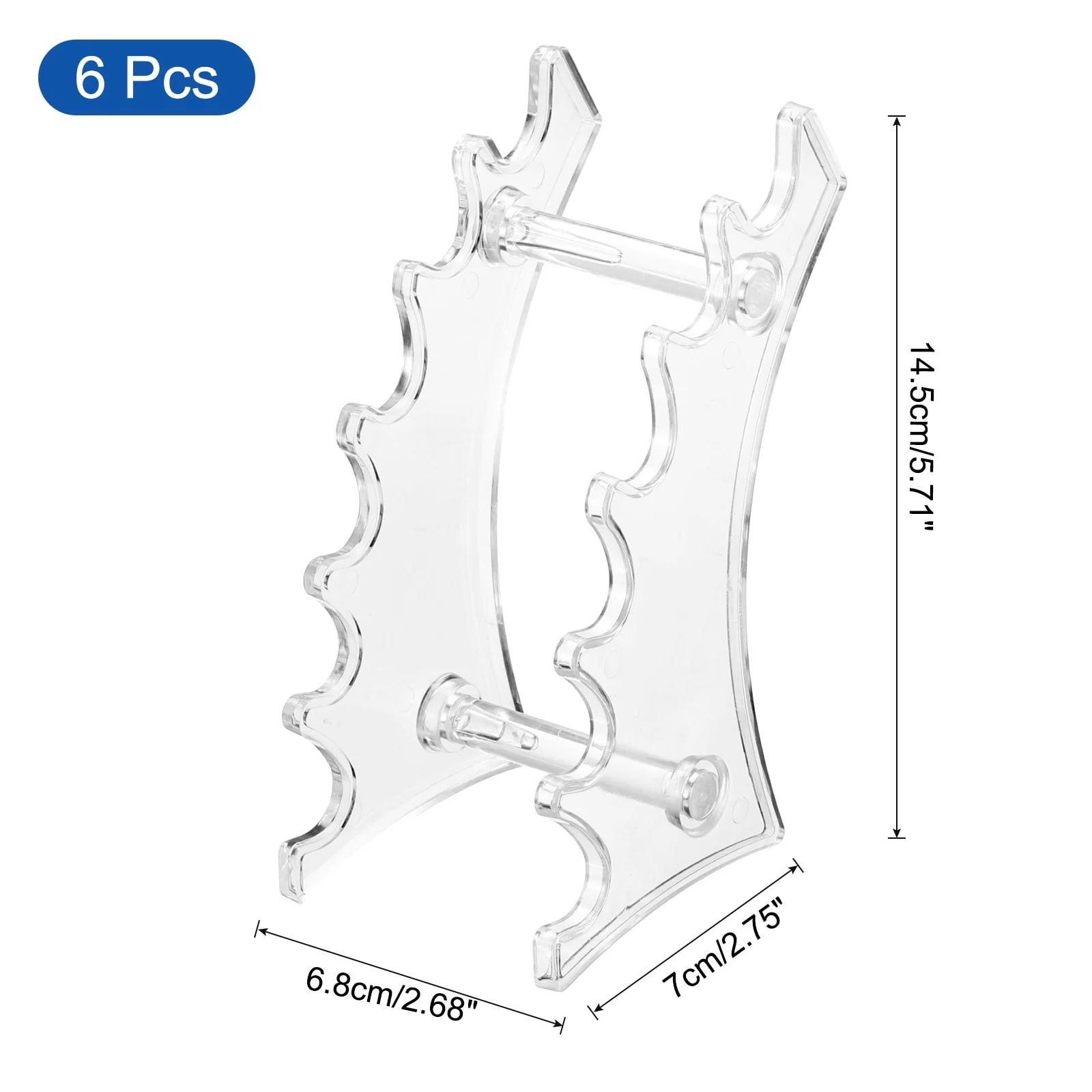 Plastic Pen Holder, 6-Slot Acrylic Pen Display Stand Horizontal Clear - 17.5cm x 7cm