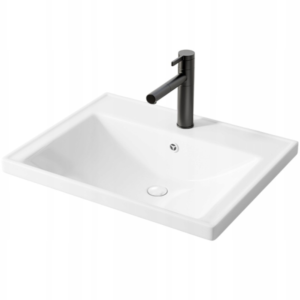 Umywalka ceramiczna biała meblowa wpuszczana w blat prostokątna 52 x 41 cm