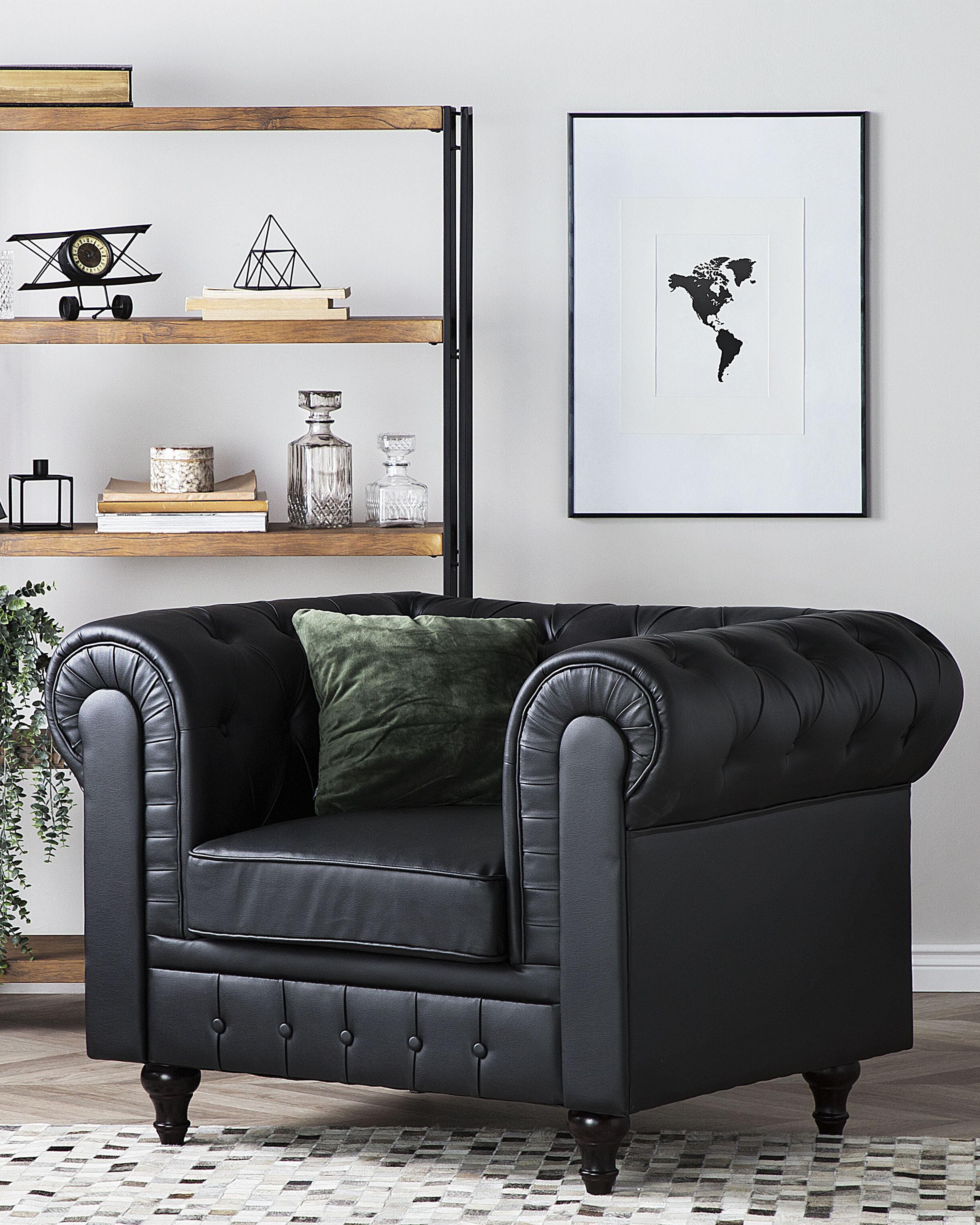 Armchair CHESTERFIELD Faux Leather Black