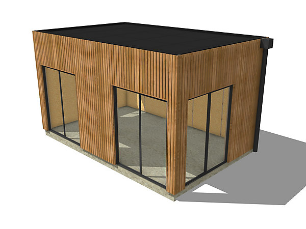 Bureau de jardin 4 saisons en bois 5,5 x 3,5 x 3,2 m / isolation RE2020