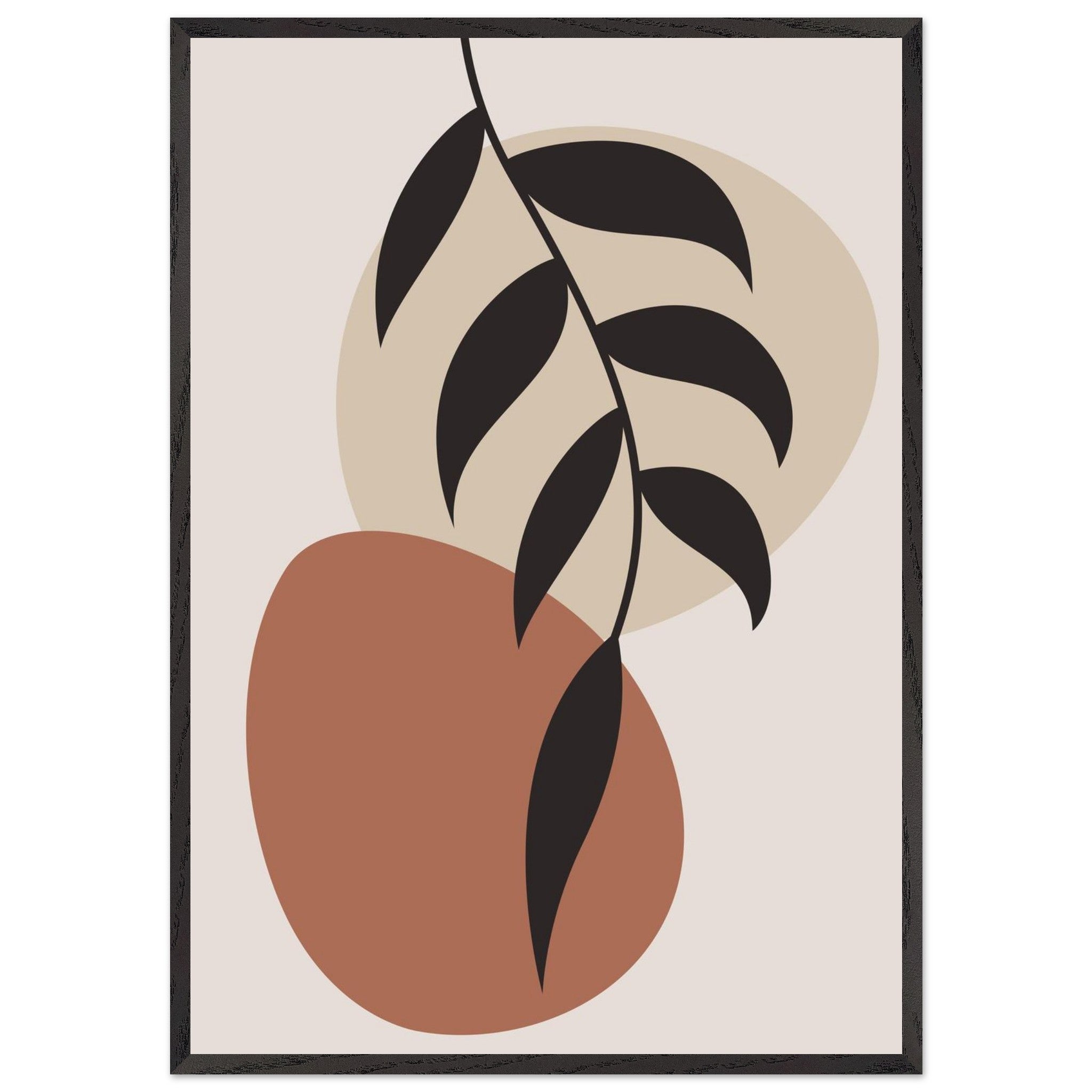 Artfulprints Poster met Lijst Boho - Abstract leaf II  - 70x100 cm - Terracotta