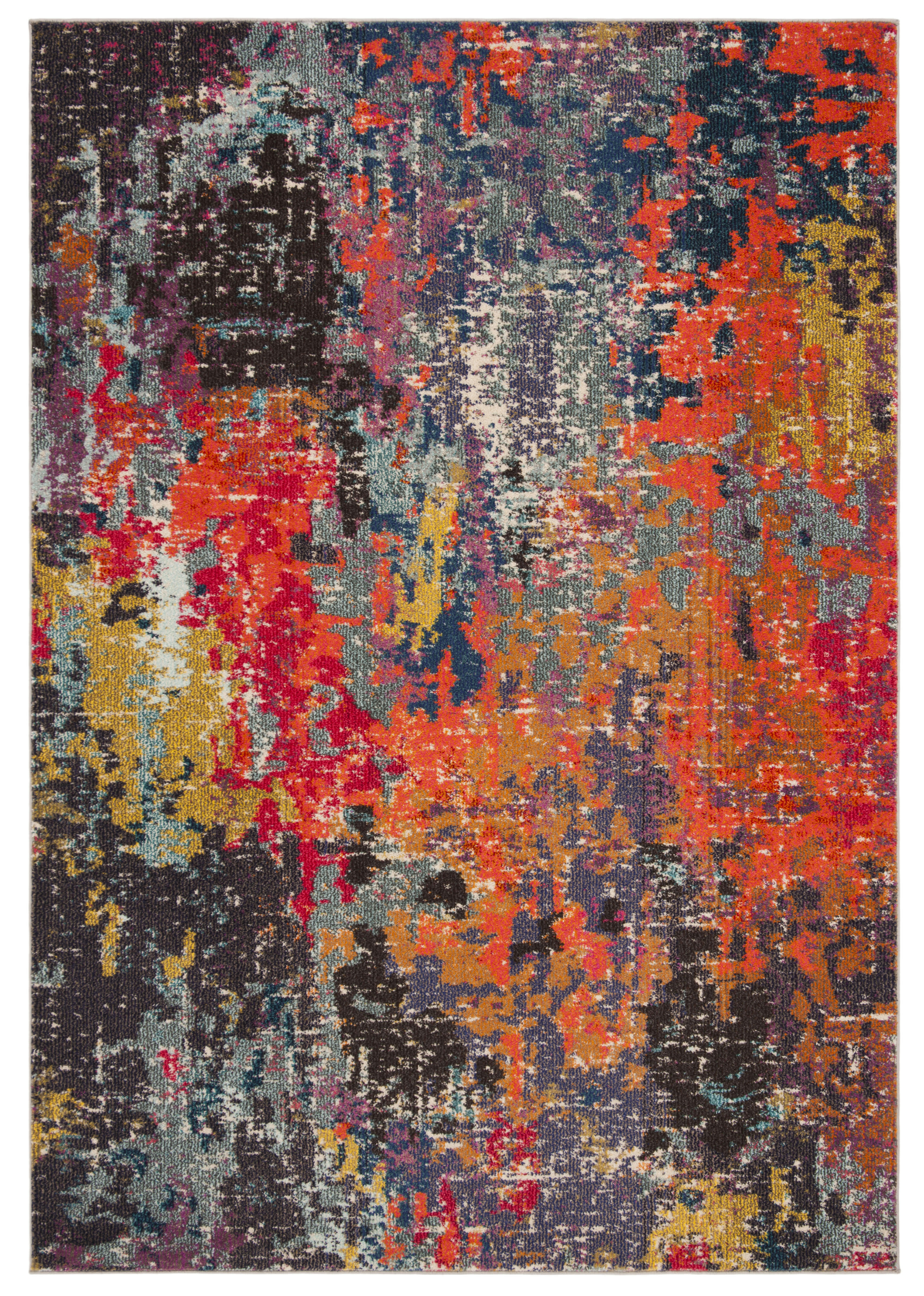 MONACO - Tapis de salon interieur en bleu & orange, 155 x 231 cm