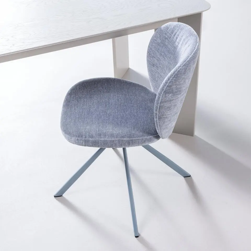 WOOOD Femke Eetkamerstoelen - Chenille - Blauw - Set van 2