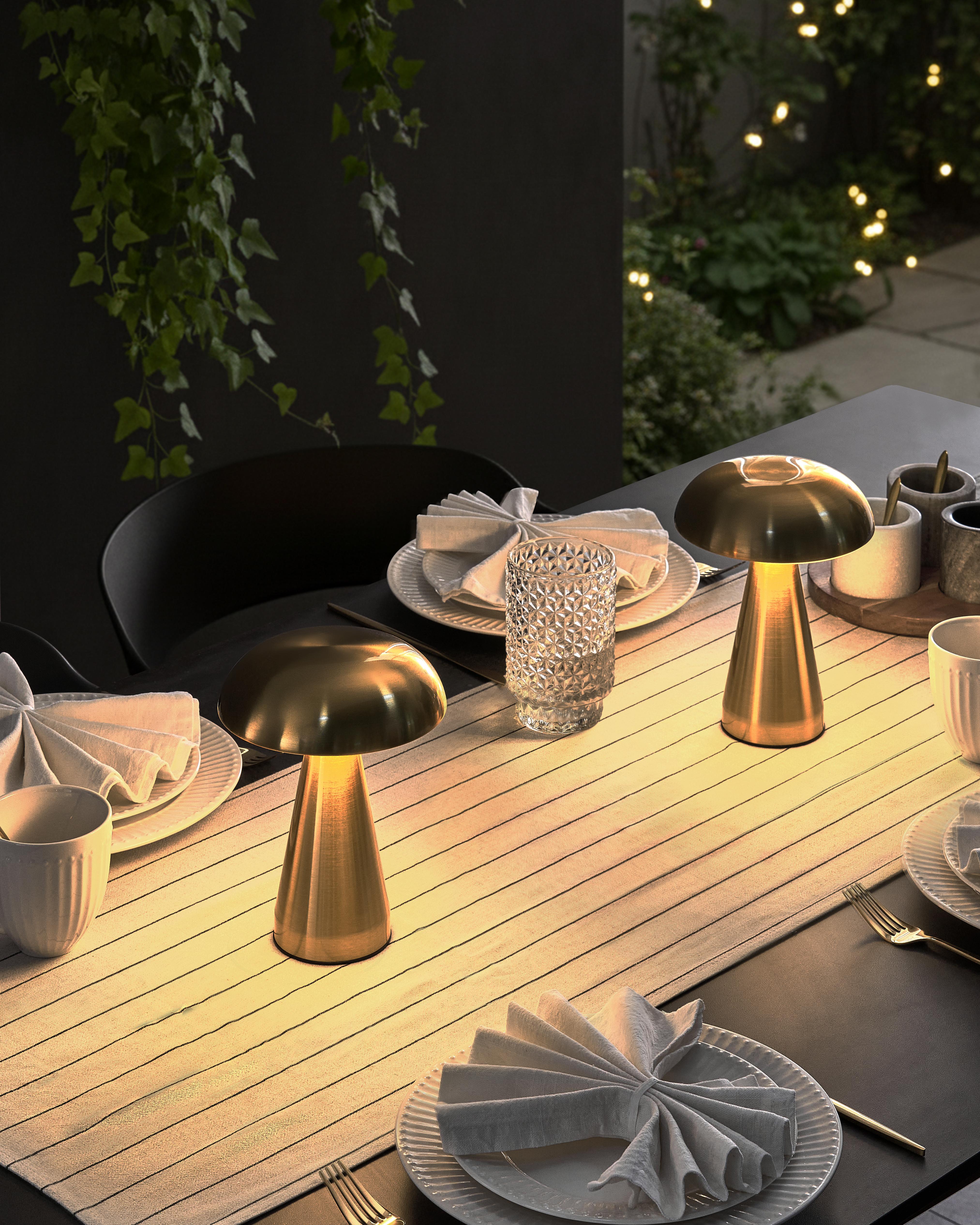 Set of 2 Wireless LED Table Lamp KULFO with Dimmer Metal Gold
