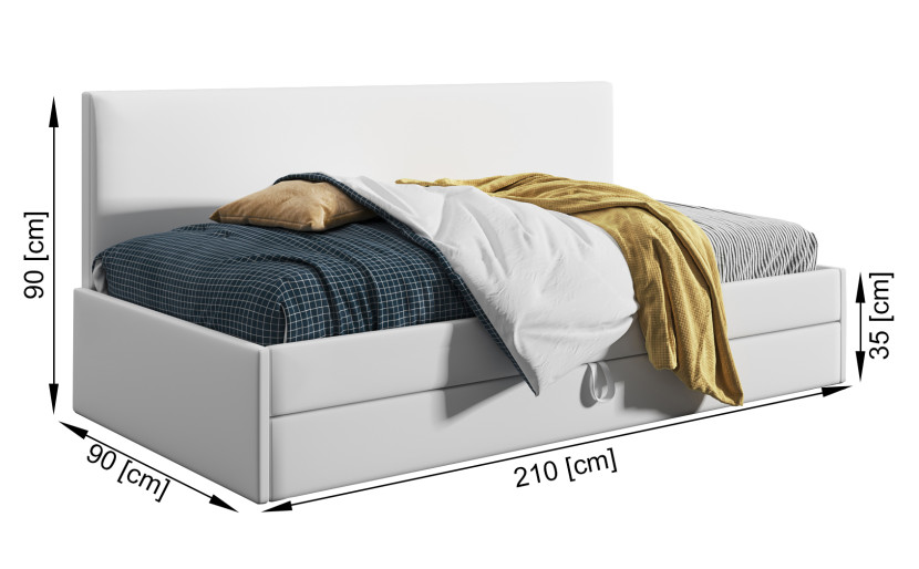Łóżko młodzieżowe 80x200 Comfort Dani, Czarny, Szuflada