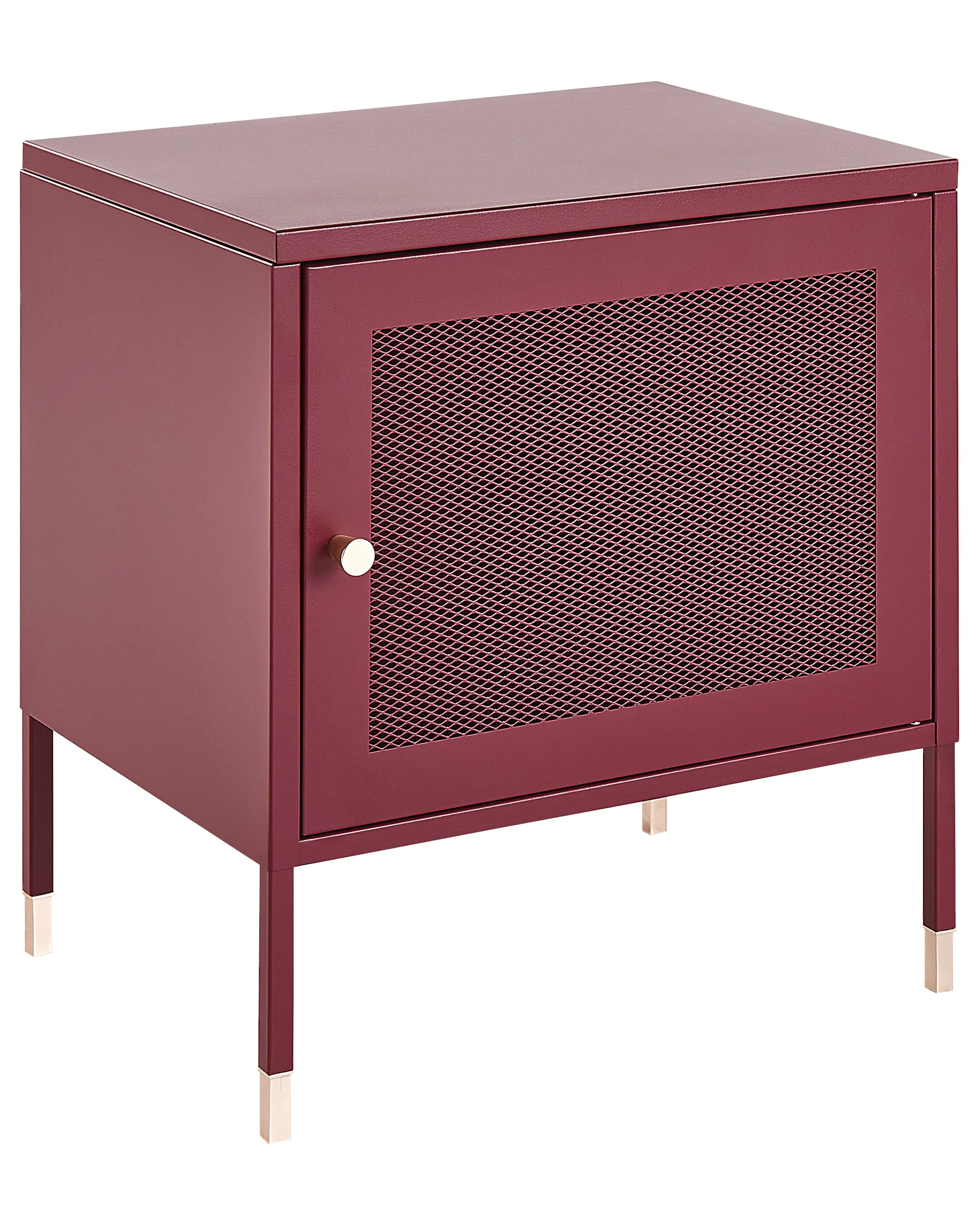 Bedside Table OSSETT Metal Dark Red