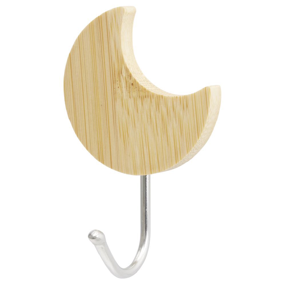 Patère murale forme lune bambou et métal 7xH4,5cm x2