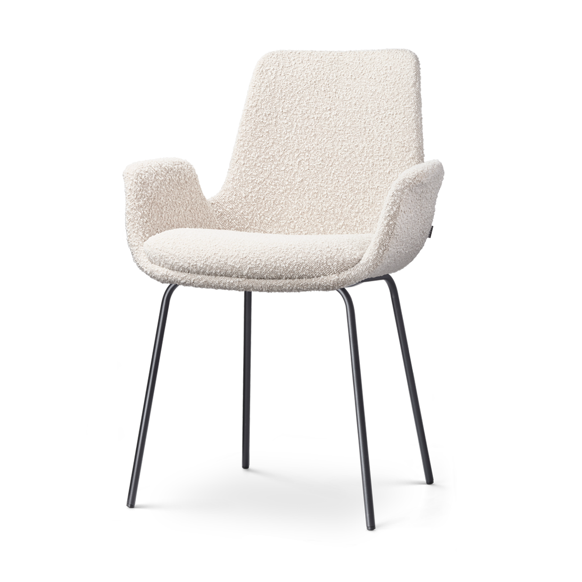 Nolon Nora-Eef Eetkamerstoel Bouclé Beige - met Armleuning - Zwart