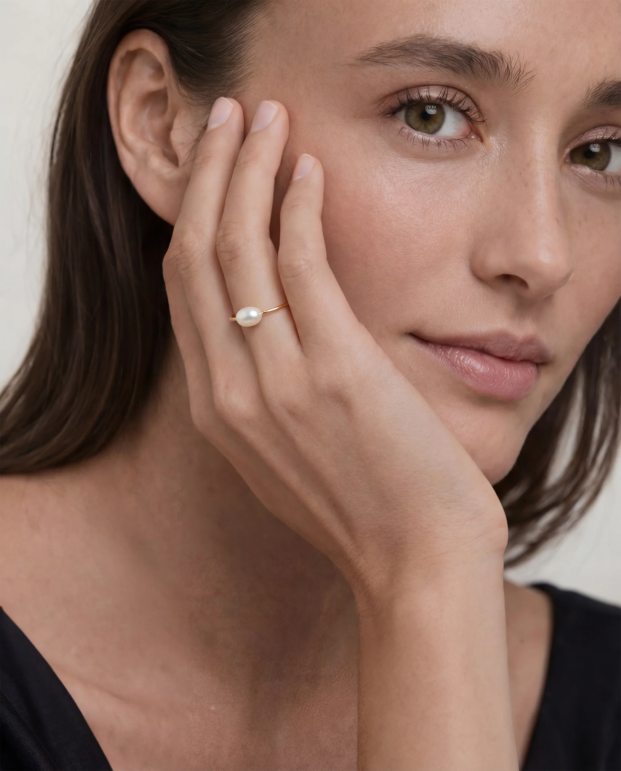 Eden — Freshwater Pearl Skinny Gold Ring