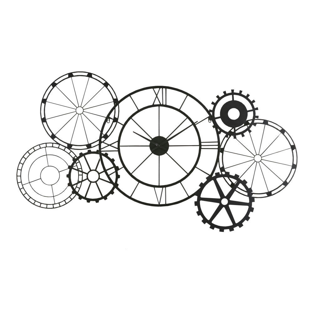 COOPER - Horloge murale à rouages en métal noir mat 141x72