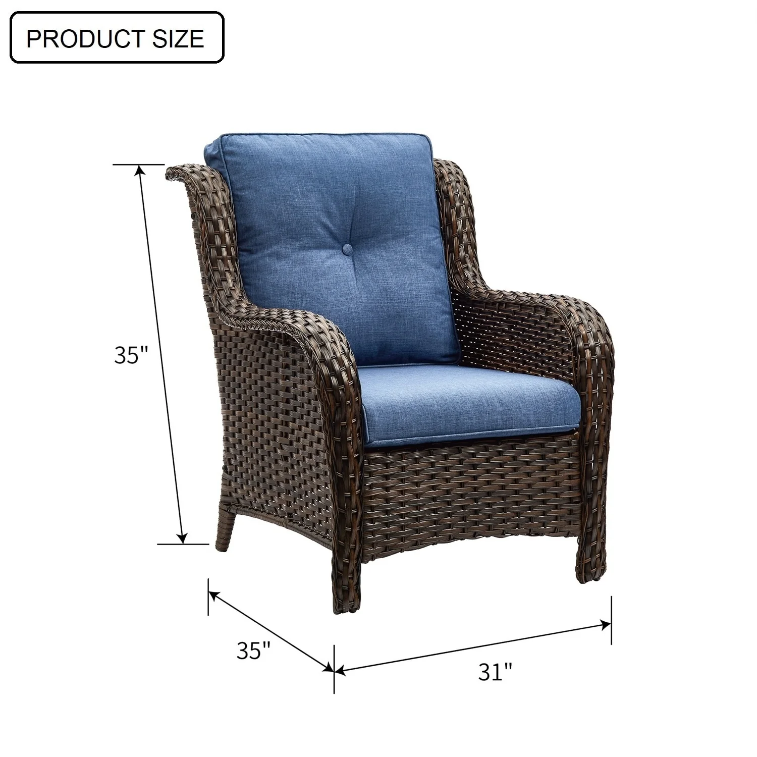 Gymojoy Outdoor Patio Rattan Chairs with Cushions Set of 2