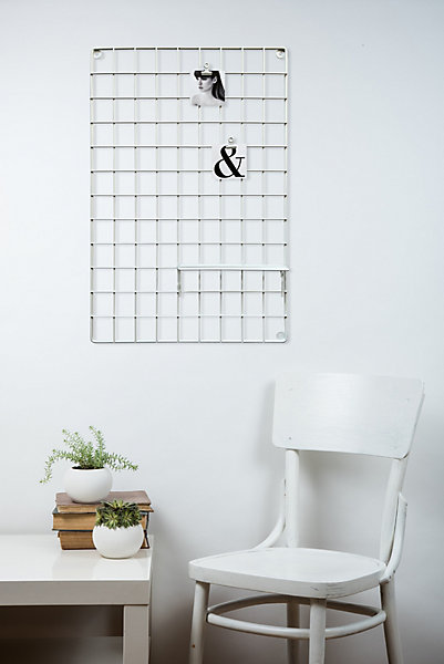 Grille mémo en métal blanc l.60 x H.40 cm Ariane