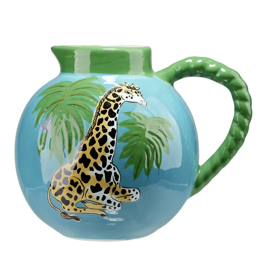 Vase pichet céramique motif animal tropical Ø14,5xH21cm (2 modèles)