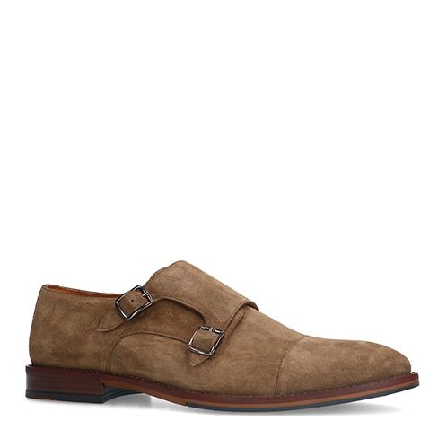 Manfield Taupe suède gespschoenen