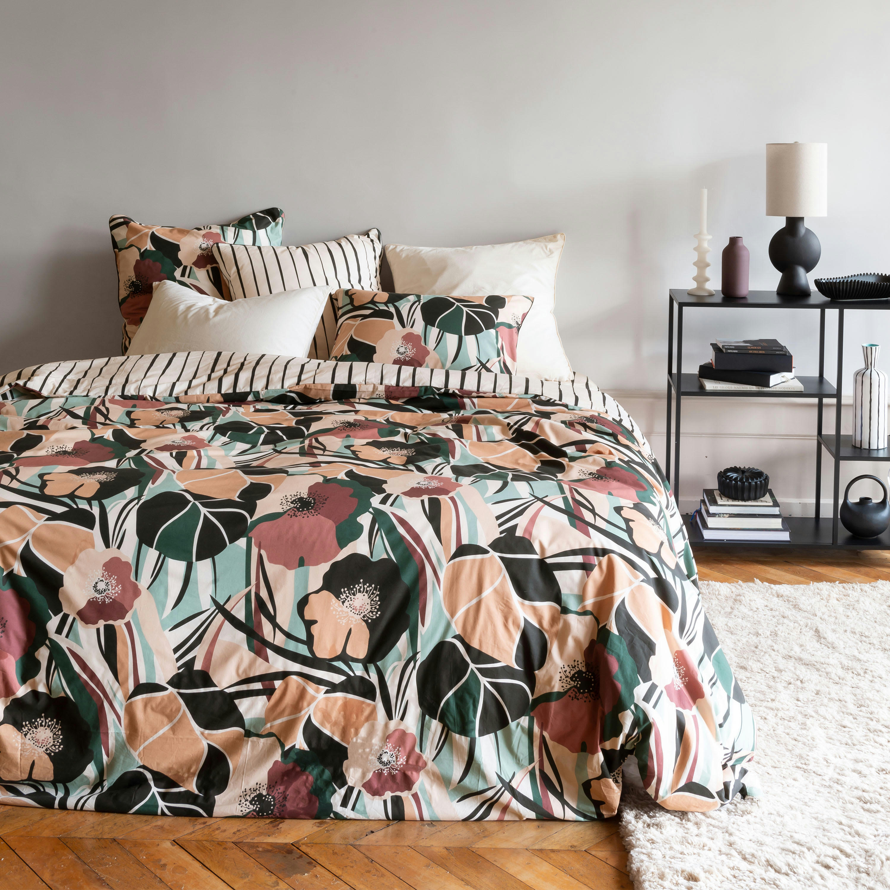 GISELE - Housse de couette imprimé rose 240 x 220 cm