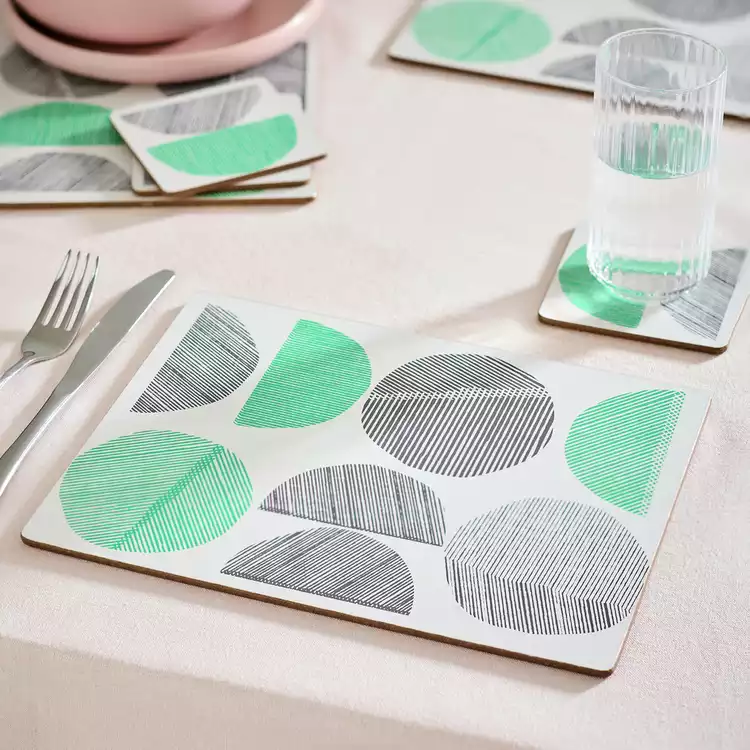 Habitat Linear Circles Set of 4 Placemat and Coasters