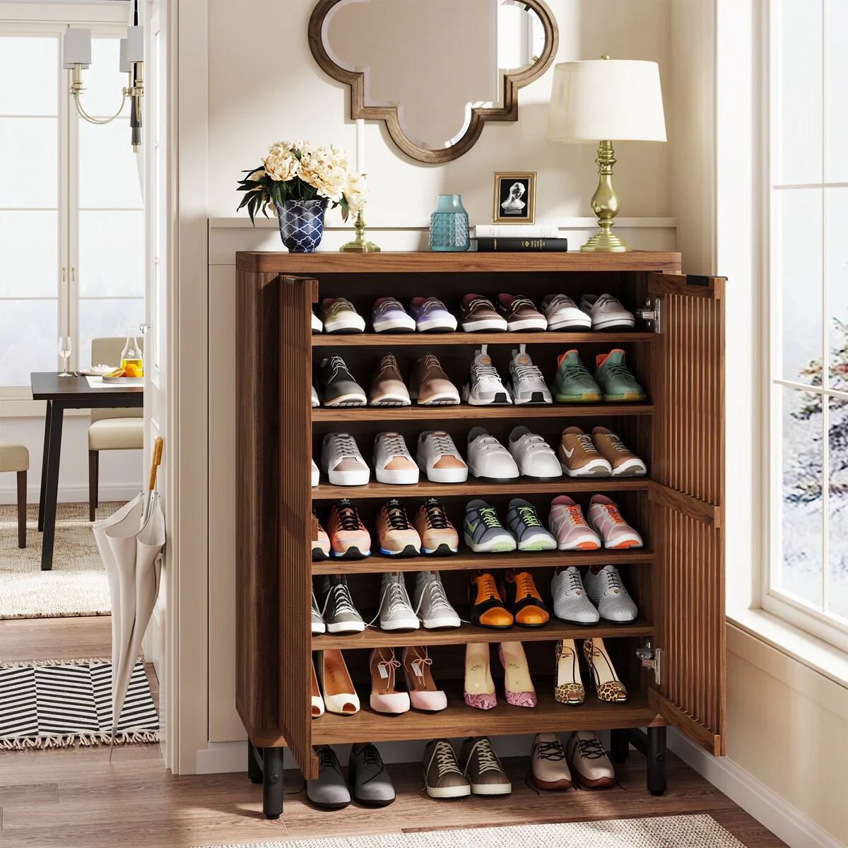Large Modern Shoe Storage Cabinet with Adjustable Shelves