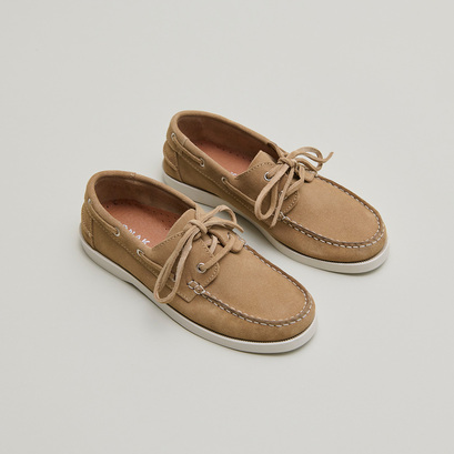 Derbies à lacets épais et surpiq?resen croute beige | OMBELINE