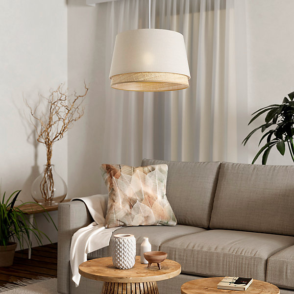 Abat-jour pour suspension cône en tissu et raphia Ø.38cm Eglo, Tabley 2