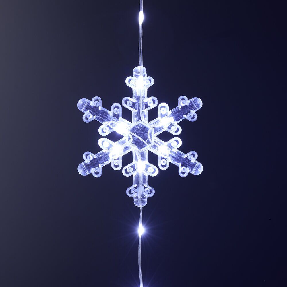 Guirlande de No&euml;l lumineuse 160LED bordure toit motifs flocon blanc froid