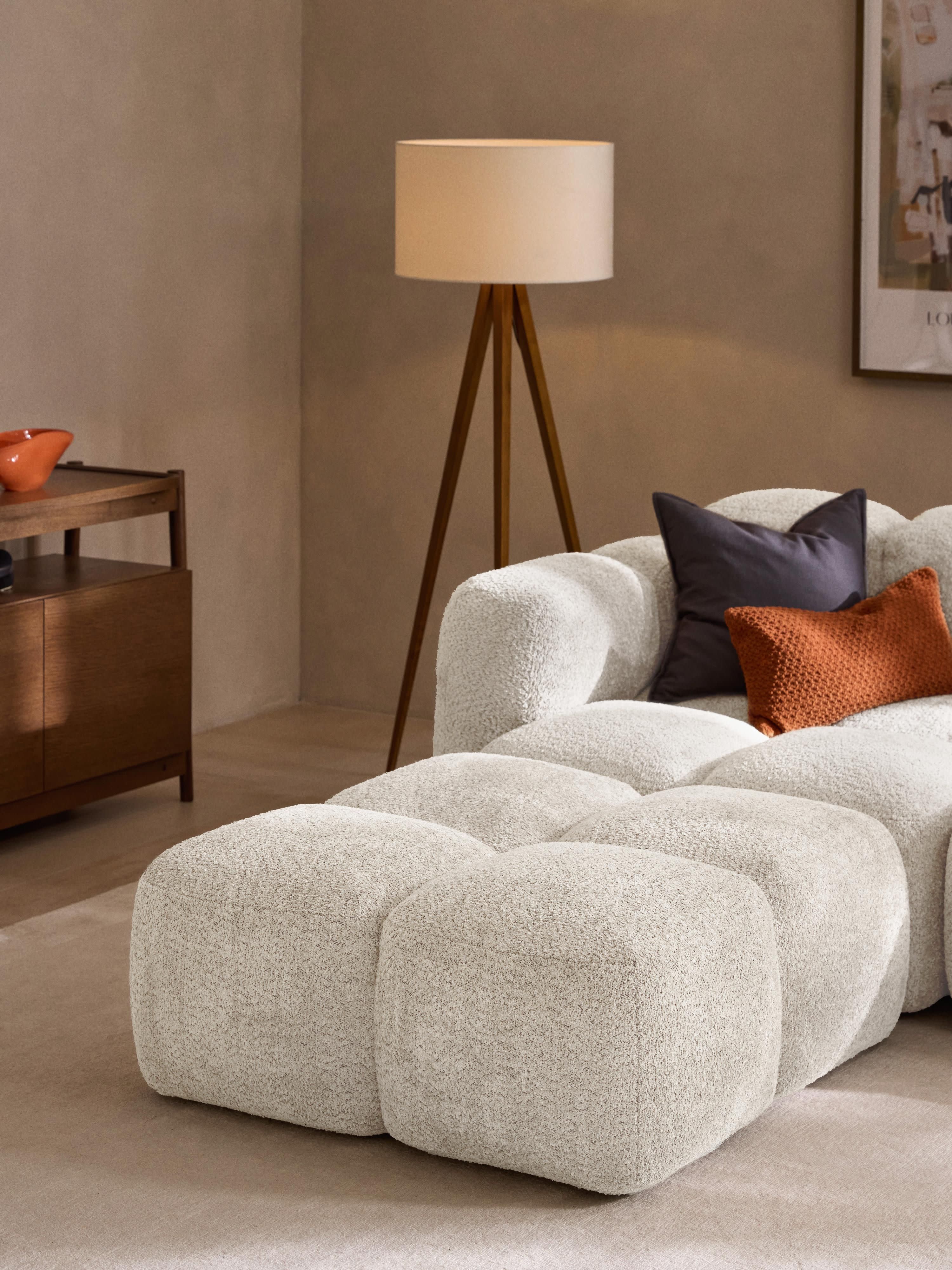 Sofa-Hocker Tayla aus Teddy-Bouclé
