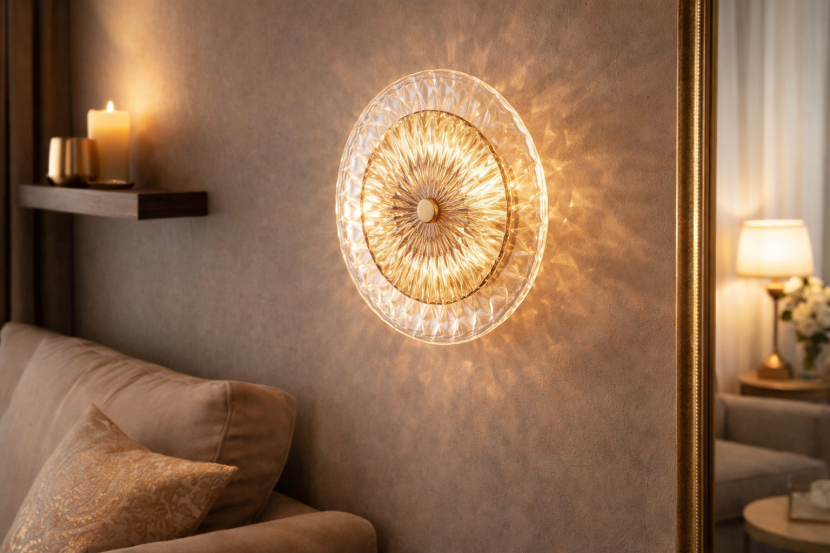 Kinkiet Okrągły Lampa Ścienna TYMKO Glamour Dekoracyjna Retro LED